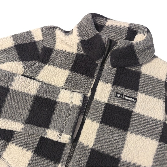 Columbia Jackets & Blazers - Columbia Women's Size Small Fleece Zip Jacket Black Cream Buffalo Check Sherpa